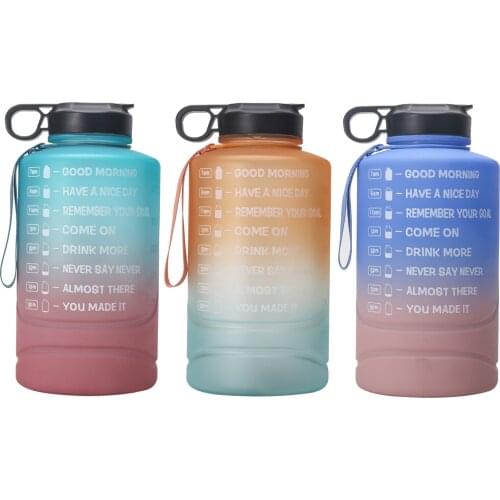 2.2L Gradient Color Motivational Water Bottle BPA Free Leakproof Bottle Sports Fitness Jugs Outdoor Gym Large Capacity Bottles