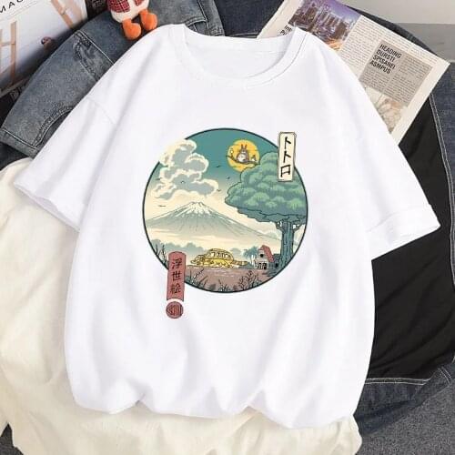 Cartoon Anime Hayao Miyazaki Totoro Oversized T-shirt Harajuku Kawaii Casual Tops Loose Summer Women Short Sleeve T-shirts Y2k