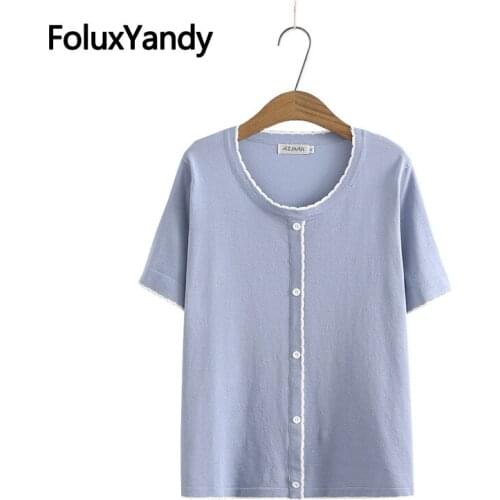 Contrast Color Women Short Sleeve T-Shirt Plus Size Tops Tees Knitted Casual Summer O-neck Tops KKFY5549