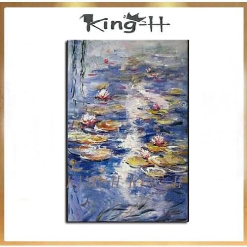 Thick oil original beautiful water lily Claude.Monet reproduction of hand-painted oil painting hotel bedroom wall decoration