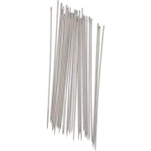 Steel Beading Needles for sewing leather, Nickel Color, about 1.2mm thick, 89mm long, approx 34pcs-38pcs/bag