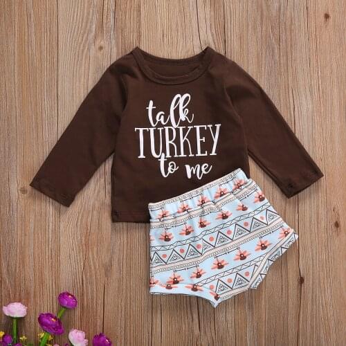 Imucute Kid Girl Cropped Shirt Shorts Suit Word Printed O-Neck Long Sleeve Thanksgiving Day Casual Pants