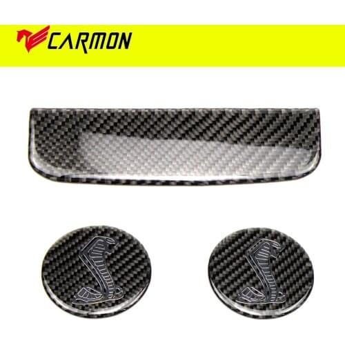 CARMON For Ford Mustang Carbon Fiber Interior Coasters Storage Mats Sticker for Ford Mustang Accessories 2015-2019