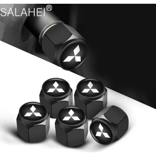 5Pcs Car Wheel Tire Cover Air Valve Stem Caps For Mitsubishi Ralliart Lancer 9 10 Asx Outlander 3 Pajero Sport L200 Badge Galant