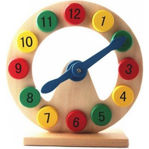 Colorful Wooden Clock For Kids Learn the Time Preschool Teaching Aids Montessori Material