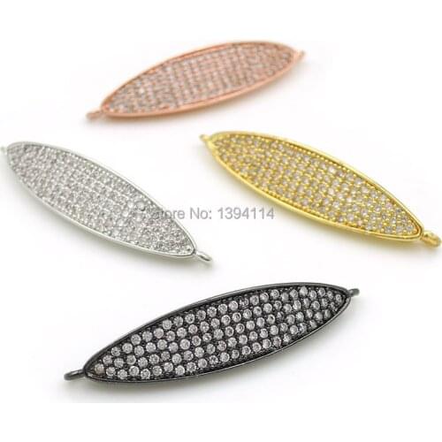 35*8*3mm Micro Pave Clear CZ Eye Arc Bar Connectors Fit For Men And Women Making Bracelets Jewelry