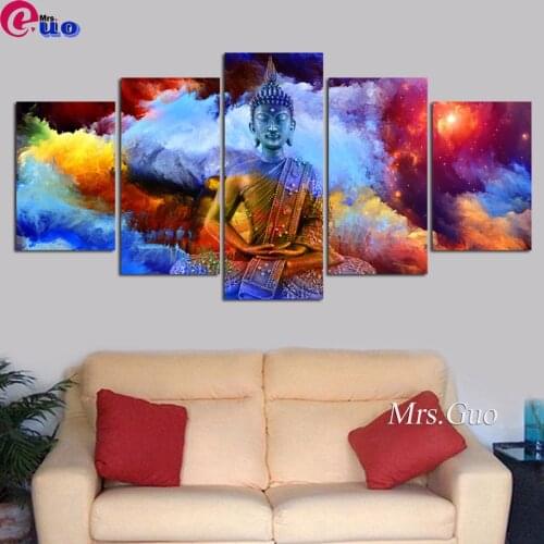 5 Pieces Colour Buddha Diamond Painting 5d Full Square/Round Drill Multi-Pictur Diamond Embroidery Mosaic DIY Gift Home Decor