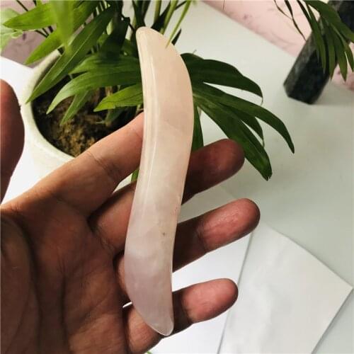 Natural rose quartz crystal massage wand relaxing wand acupoint point stick reiki healing stone body chakra face massage
