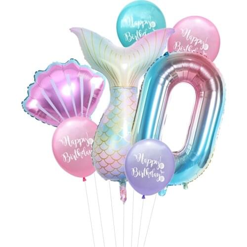 2021 New Mermaid Tail Balloons Sea Shells Set Balloon Foil Latex Balloon for Children Birthday Party Supplies Party Decorations