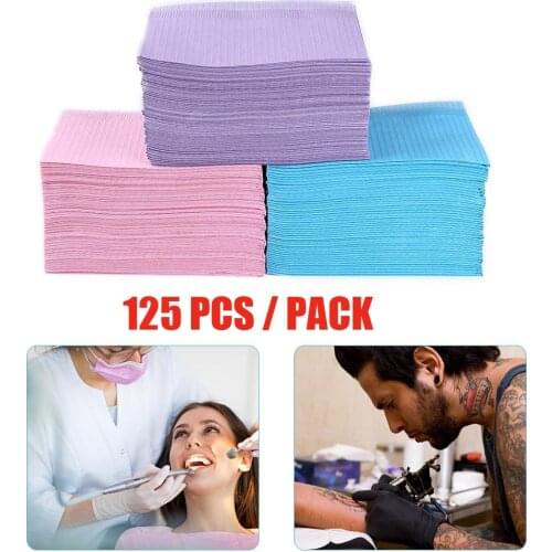 125pcs Disposable Waterproof Medical Paper Hygiene Leak-proof Disposable Appliances Dentist Oral Hygiene Bib Neckerchief