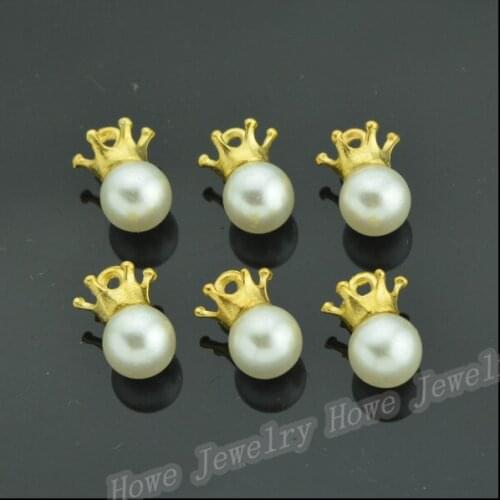 Wholesale 60PCS Gold-color Charms Imperial crown Pendant Fit Bracelets Necklace DIY Metal Jewelry Making JC-306