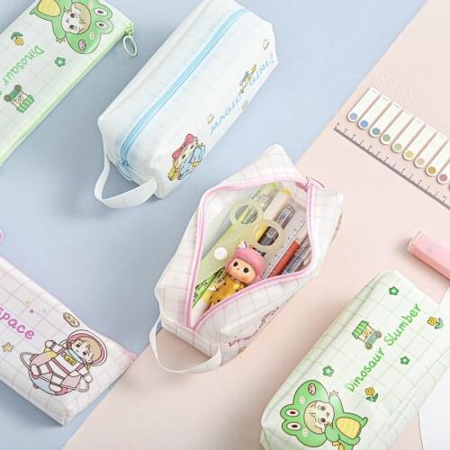 Sweet Cute Lizi Girl PVC Large Capacity Pencil Bag Pencil Pouch Stationery Organizer Case Korean Fashion Stationery Holder