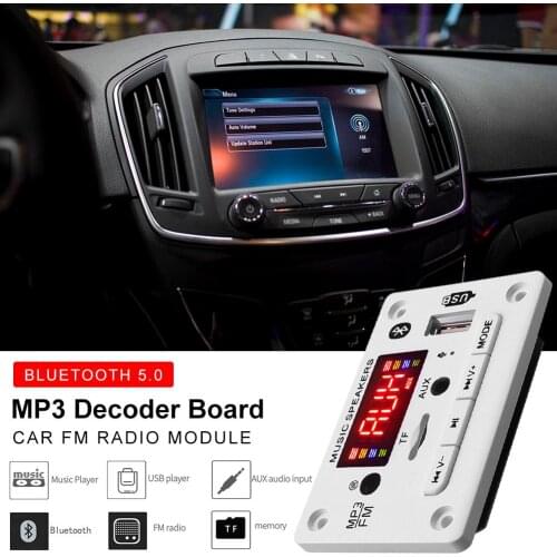 MP3 Decoder Board Bluetooth 5.0 Car FM Radio Module Supports FM TF USB AUX Recorder Dual Decoding Support MMC/SD/MMA Audio Cable