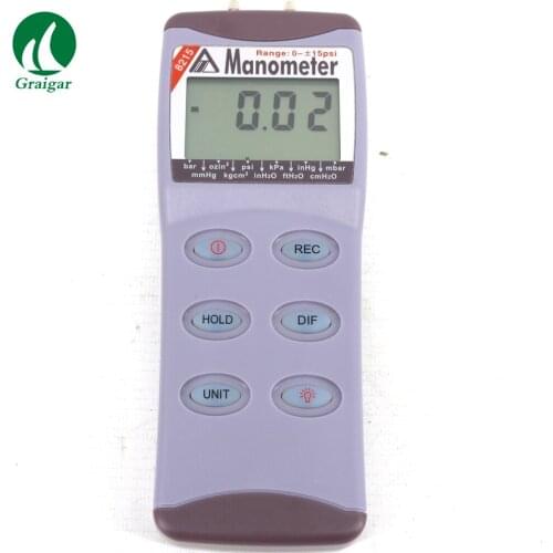 AZ8215 Portable Pressure Tester Differential Pressure Meter Range 0-15psi