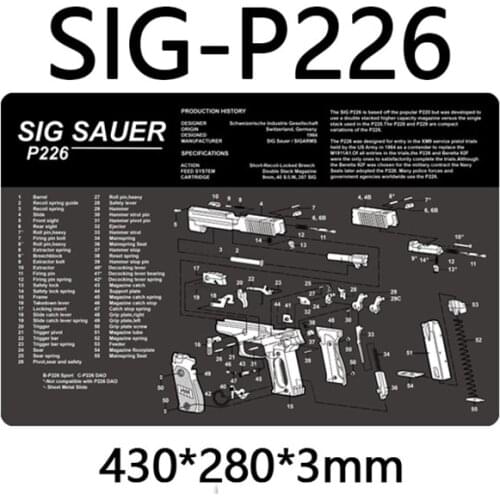 Sig P226 Gun Cleaning Rubber Mat With Parts Diagram and Instructions Armorers Bench Mat Mouse Pad for Sig P226