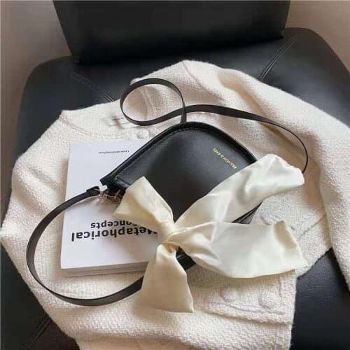 Ribbon Bow Shoulder Bags For Women Solid Color Young Style 2021 Summer Autumn New Designer All-Match Cross-Body Bags Handbags