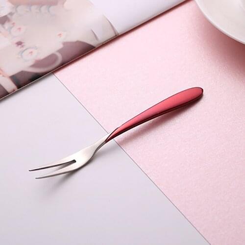 Creative Fruit Fork Stainless Steel Cute Home Dessert Stainless Steel Flatware Dinner Forks Colorful Rainbow Metal Cutlery 50F26