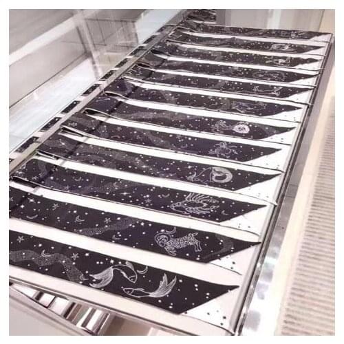 12 Constellations Scarf New Design Print Women Silk Scarf 2018 Fashion Head Scarf Luxury Brand Small Tie Bag Ribbons Scarves