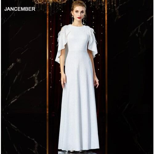J2028 jancember a line ladies evening dress high neck bat three quarter sleeve beading sequin lace celebrity dresses avondjurk