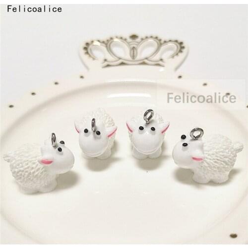 10pcs Sheep Resin Earring Charms Diy Findings Kawaii 3D Phone Keychain Bracelets Pendant For Jewelry Making Miniature Decor