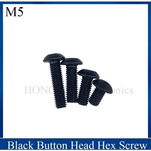 10pcs Hex Screw M5 Black Button Head Hex Socket Cap Screw Hexagon Socket Round Head Screws