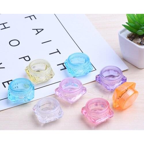 100Pcs 2g Clear Cosmetic Diamond Cream bottle Empty Transparent Jar Pot Eyeshadow Makeup Face Cream Lip Balm Container Box