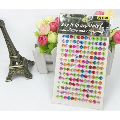 168pcs 6mm Self Adhesive Acrylic Rhinestone Sticker Tape Craft Glitter Gem Stickers for Nail Arts DIY Scrapbooking Decoration