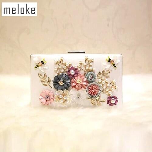 2020 Fashion Women Handmade Clutch Purse 3D Flower Leather Party Bags Brand Dinner Clutch Wallets Drop Shipping MN265