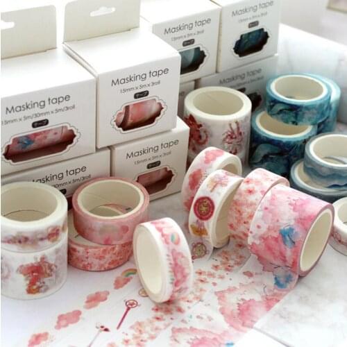 3 pcs/pack Sakura Cloud Van Gogh Japanese Washi Tape Adhesive Tape DIY Scrapbooking Sticker Label Masking Tape