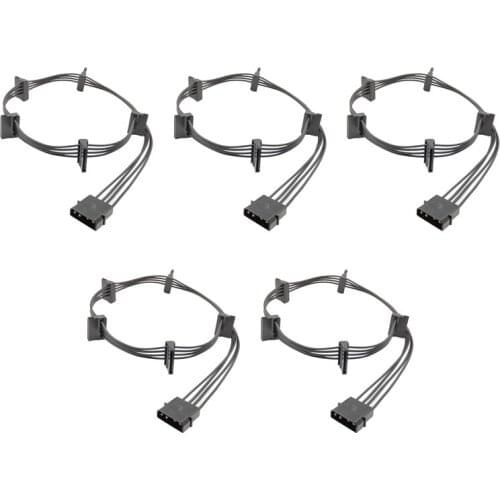 5PCS 4Pin IDE to SATA Cable 1 to 5 Hard Drive Power Supply Splitter Cable Male to Female 18AWG for PC DIY