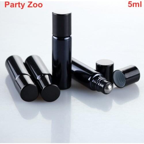 500 x 5ml/10ml Upscale Black UV Coating Glass Roll-On Essential Oil Bottle With Stainless Steel Roller Balls Perfume Sample Jar