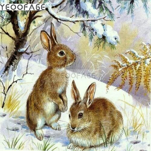 5D diy Diamond embroidery Snow rabbit Resin Rhinestones Sets Mosaic Cross Stitch full square diamond Painting kit Home Decor