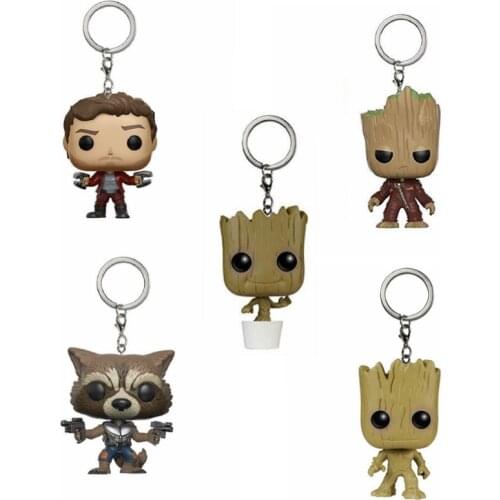 POP Marvel Keychain Pocket Pop Keychain Dancing Grut Rocket Star Lord Guardians of the Galaxy Action Figure Model Toys Gifts