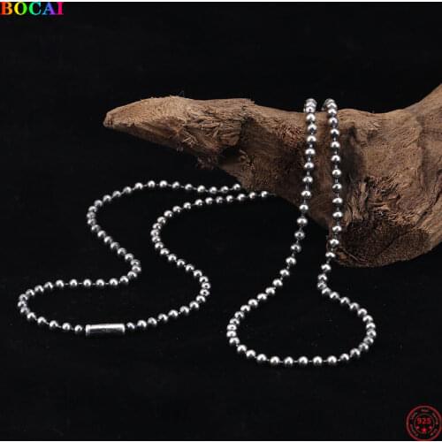 BOCAI S925 Sterling Silver Necklace 2020 New Personality Handmade Thai Silver Retro Simple Sweater Chain For Men And Women