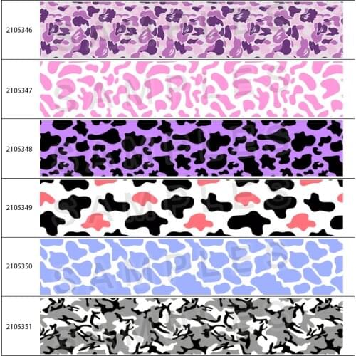 Color Camouflage Pattern Printing Grosgrain Ribbon Satin Ribbon DIY Handicraft Headwear Size 10yards