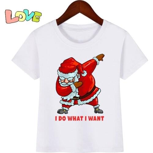 Baby Kids Santa Claus Print T Shirt Children Merry Christmas T-shirts Boy&Girl Funny Gift Tshirt Present