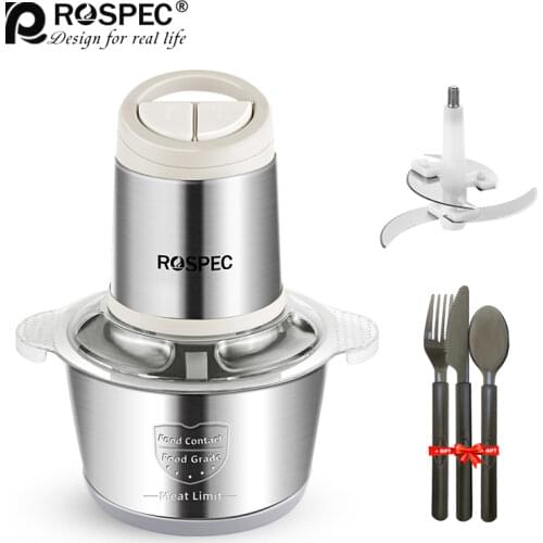 ROSPEC Electric Multi-Functional Chopper Stainless Steel Meat Grinder 300W Powerful Food Chopper 2L Food Processor Slicer Mincer