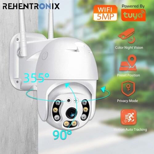 Tuya 5MP PTZ IP Camera Wifi Outdoor Motion Auto Tracking Wireless Security CCTV Wifi Camera Home Color Night Vision Smart Camera