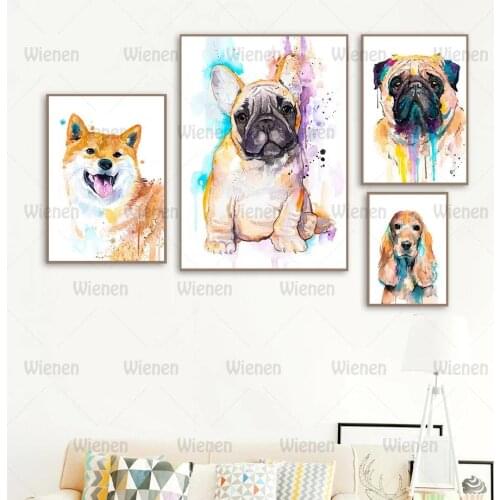 Canvas Painting Animal French Bulldog Posters Akita Dog Cat Wall Decor Posters And Prints Wall Art Pictures For Home Room Decor