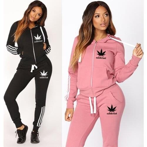 Womens Sport Suits Autumn Female Tracksuits Patchwork Zipper hoodies Drawstring Pants Lady Two Piece Sets Streetwear striped
