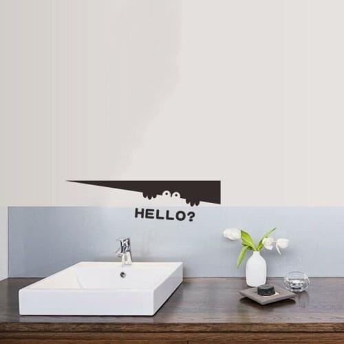 Creative Funny peeping Hello Wall Sticker Toilet bathroom waterproof decoration Mural Art Decals Wall edge stickers wallpaper