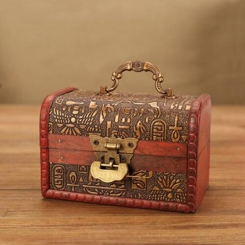 Retro Small Wooden Box Chinese Style Box Wooden with Lock Jewelry Box Ancient Style Packaging Jewelry Box Treasure Ornaments