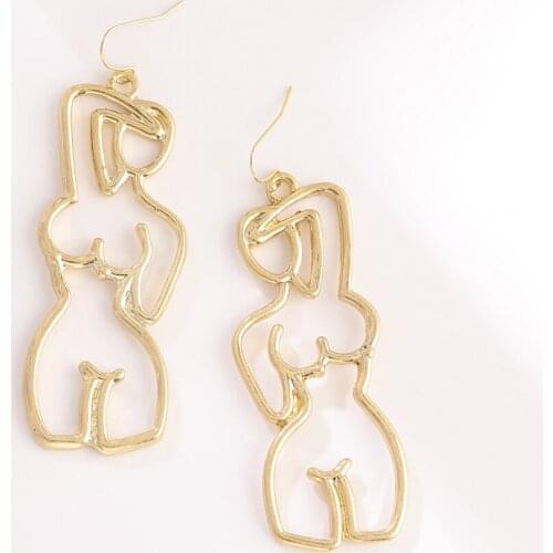 Fashion Irregular Humanoid Contour Dangle Earrings for Woman Girl Trendy Festival Party Jewelry