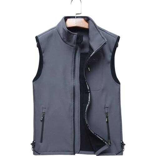 Mens Soft Shell Vest Jackets Spring Autumn Fleece Waistcoat Fishing Mountaineering Hiking Sleeveless Jacket Pockets Clothes