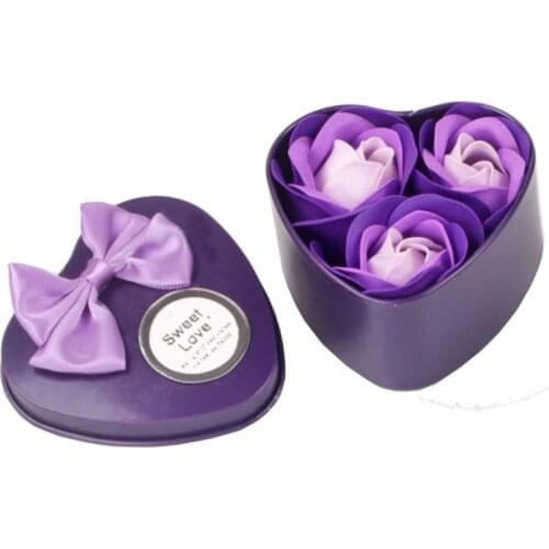 3Pcs Flower Soap Rose Soap Heart Scented Bath Body Petal Rose Flower Soap Case Wedding Decoration Gift Festival Box