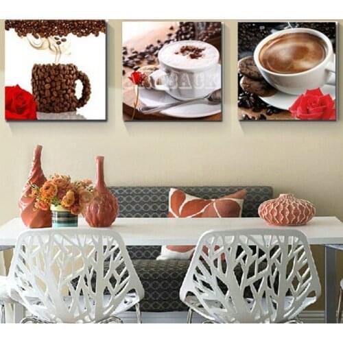New 5D Diamond Painting "Coffee Flower" Full Square / Round Drill Diamond Embroidery 3d Diamond Mosaic Home Decor 3pcs Kit