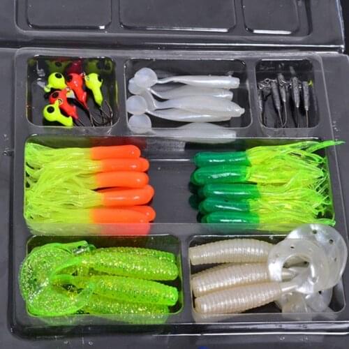 35pcs Fish Bait Soft Bait Set Selling Channel Sub-soft Bait Combination Fishing Rod Hooks Fishing Lure Tackle Fishing Lures