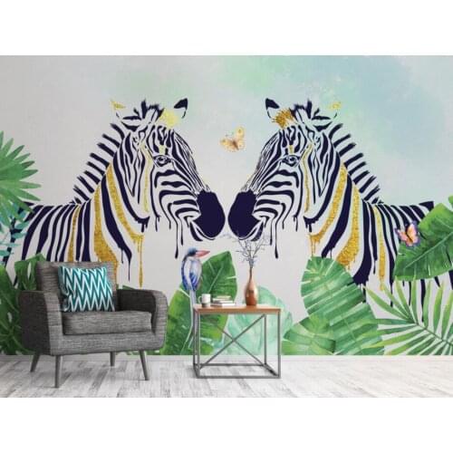 Bacal Custom wallpaper for walls 3d tropical plant zebra animal bedroom sofa background 3D wallpaper mural papier peint huda