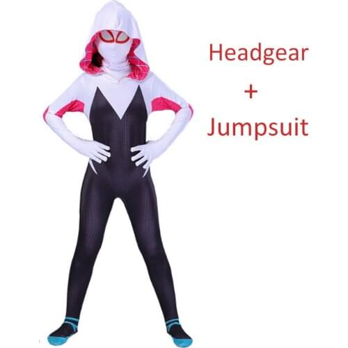 2020The New Kids Girls 3D Gwen Stacy Spider Cosplay Costume Superhero Bodysuit Suit Jumpsuits
