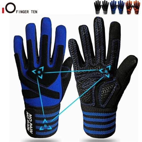New Upgrade Anti-Slip Grip Full Finger Weight Lifting Gloves with Wrist Wraps Support Workout Glove for Men Women